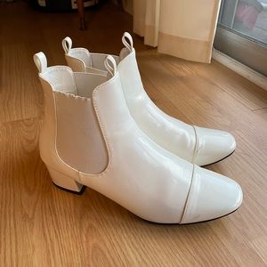 Retro Mod White Patent Leather Beatle Boots